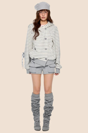 Striped Hooded Cardigan Jacket