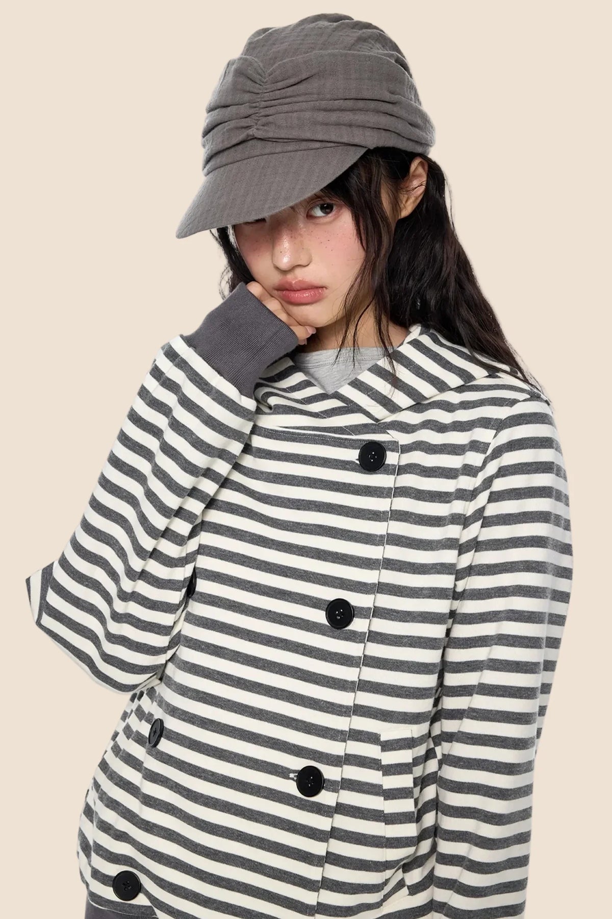 Striped Hooded Cardigan Jacket