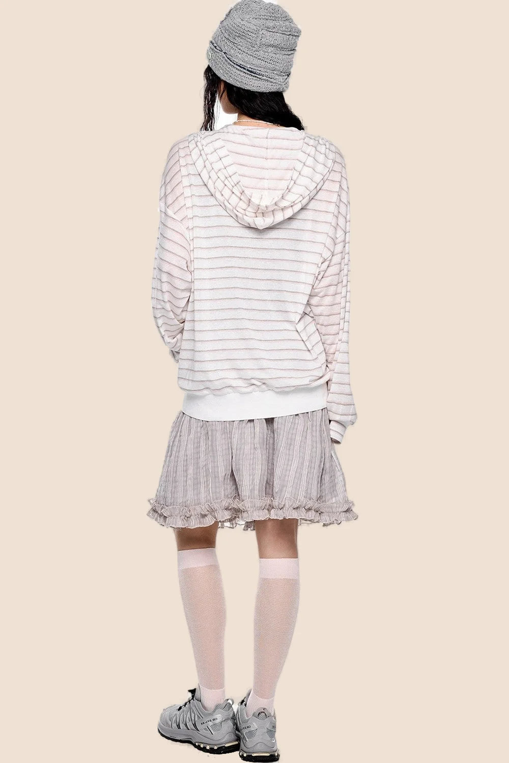 Striped Hooded Long Sleeve Jacket
