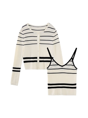 Striped Knit Jacket Set-Up