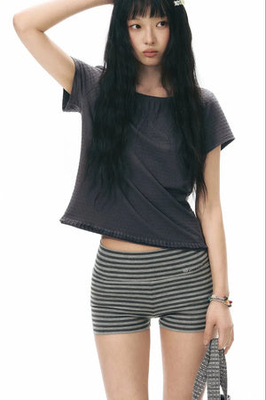Striped Knit Safety Shorts