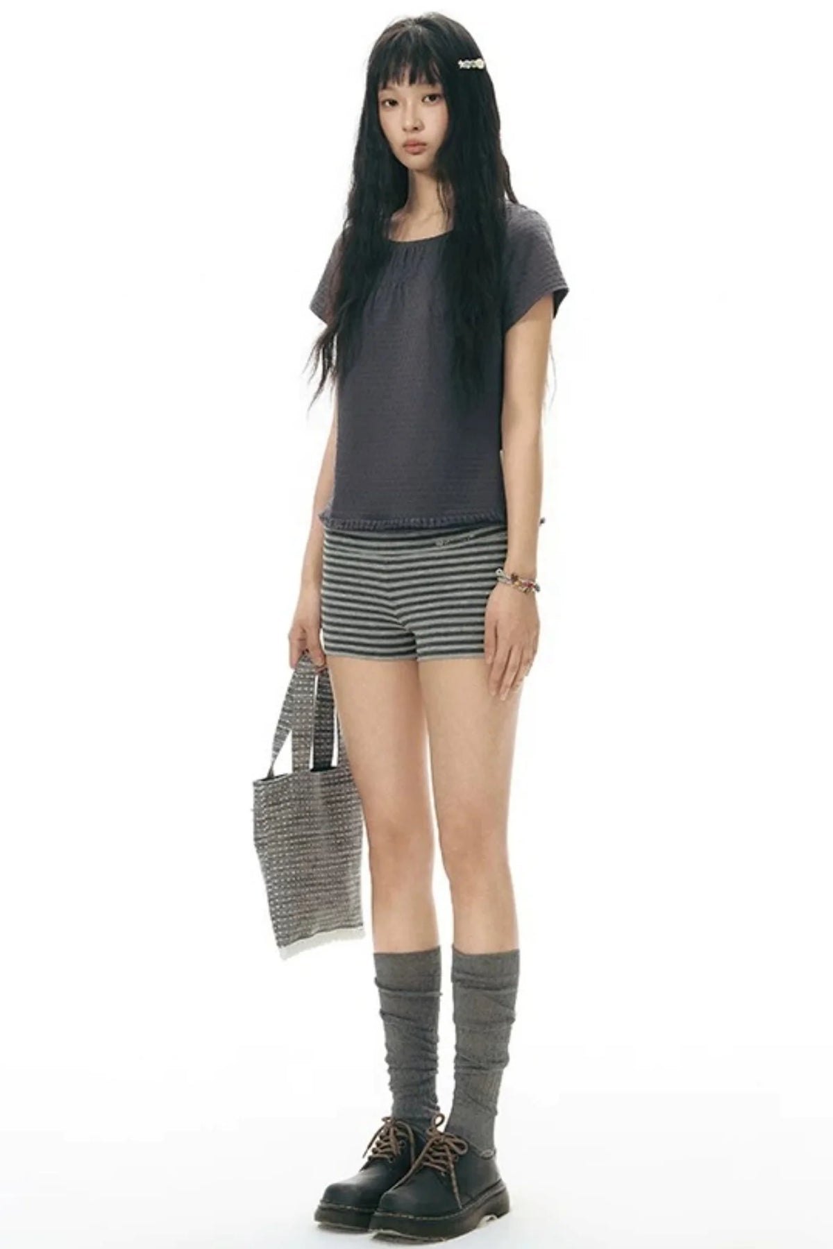 Striped Knit Safety Shorts