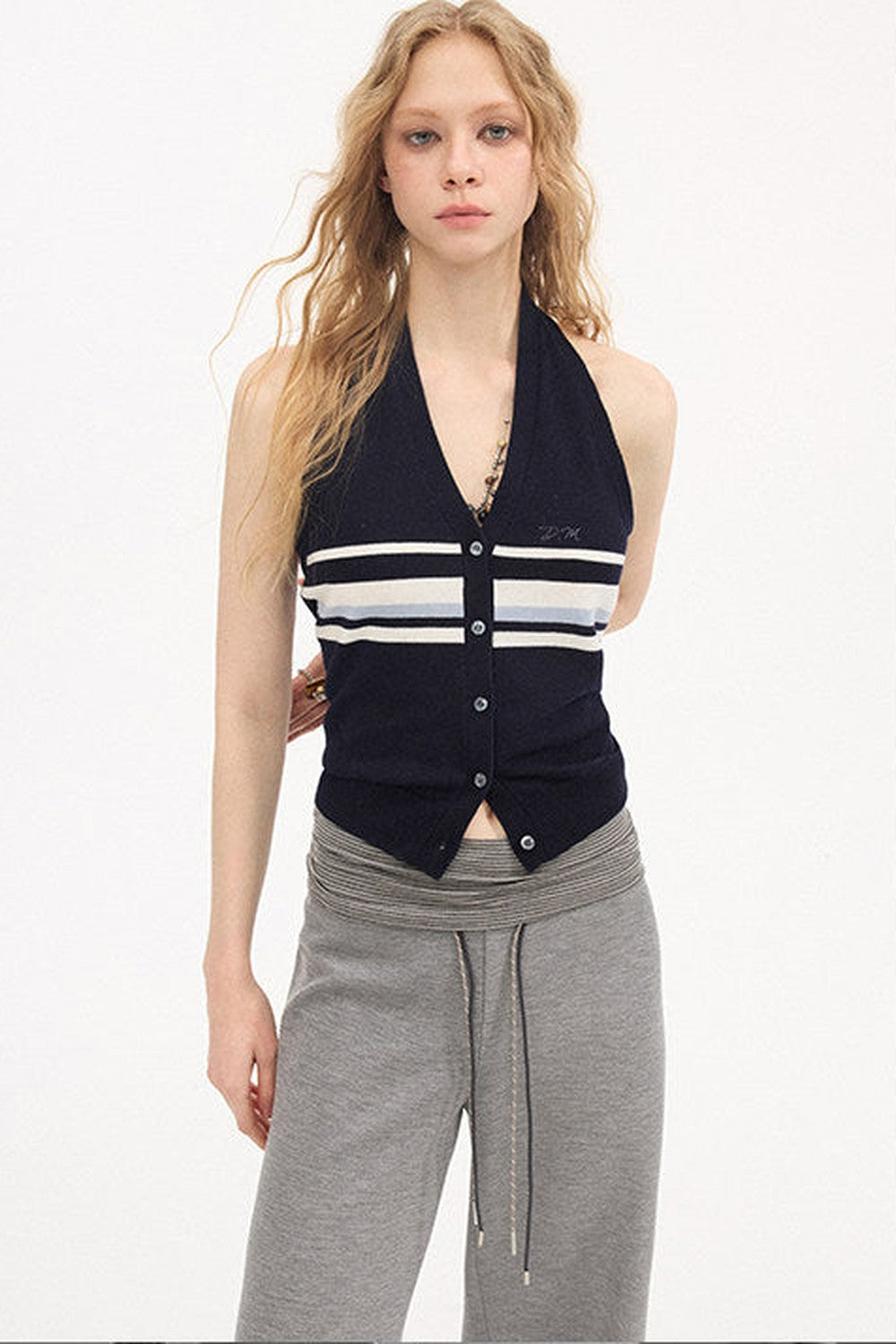 Striped Knitted Halter Vest