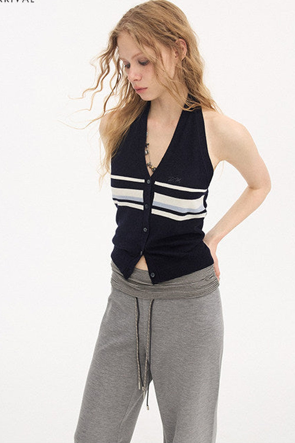 Striped Knitted Halter Vest