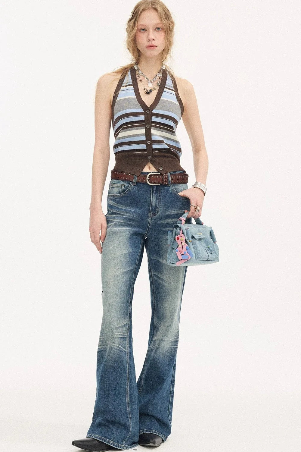 Striped Knitted Halter Vest