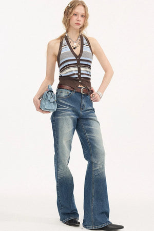 Striped Knitted Halter Vest