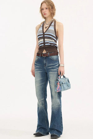 Striped Knitted Halter Vest