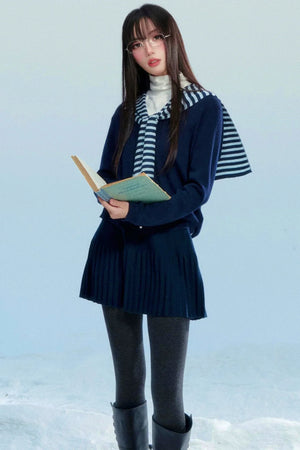 Striped Knitted Shawl Top