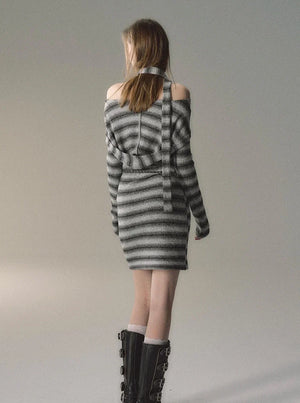striped knitted sweater dress