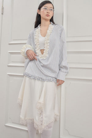 Striped Lace Half-Skirt