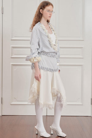 Striped Lace Half-Skirt