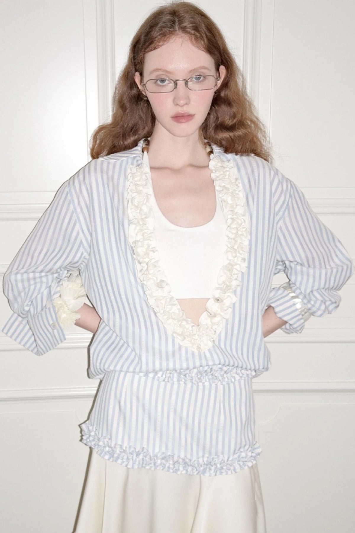 Striped Lace Half-Skirt