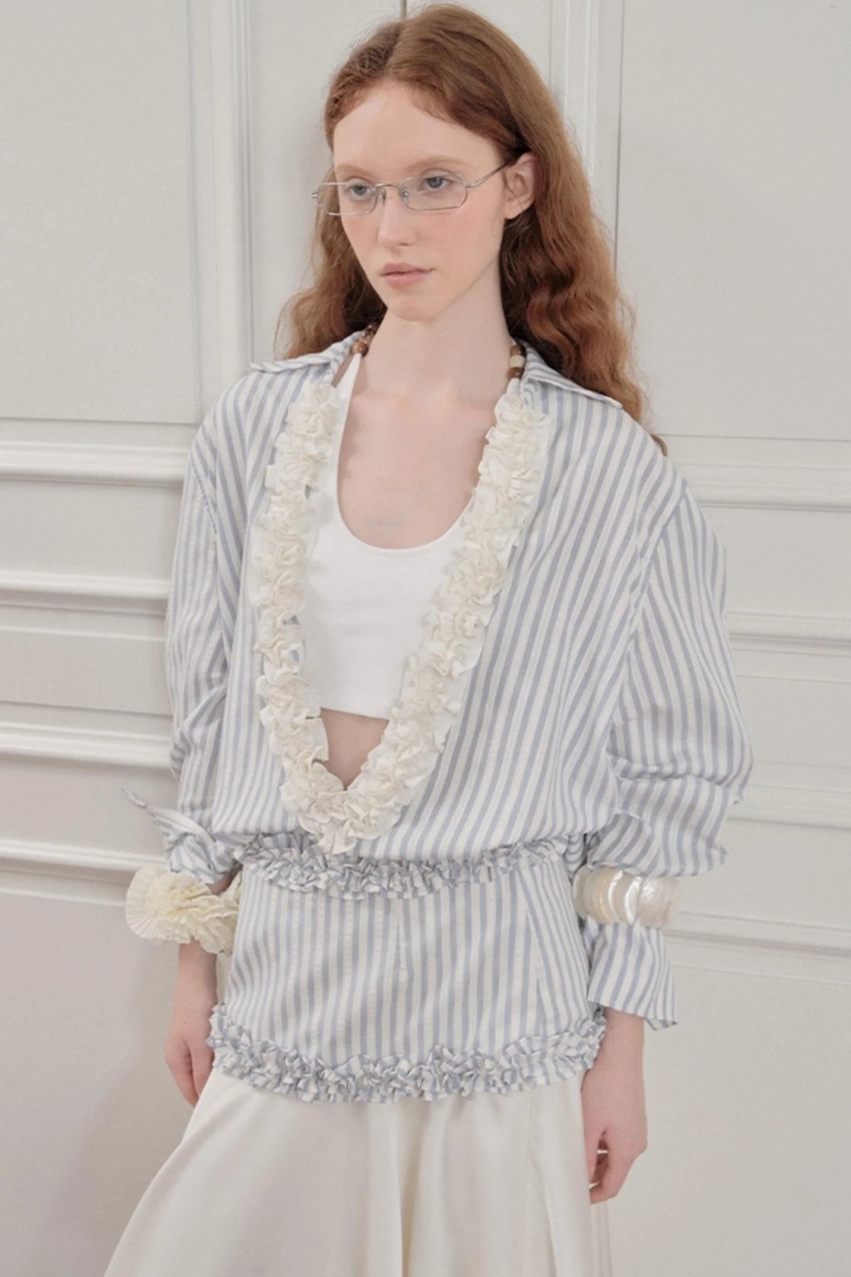Striped Lace Half-Skirt