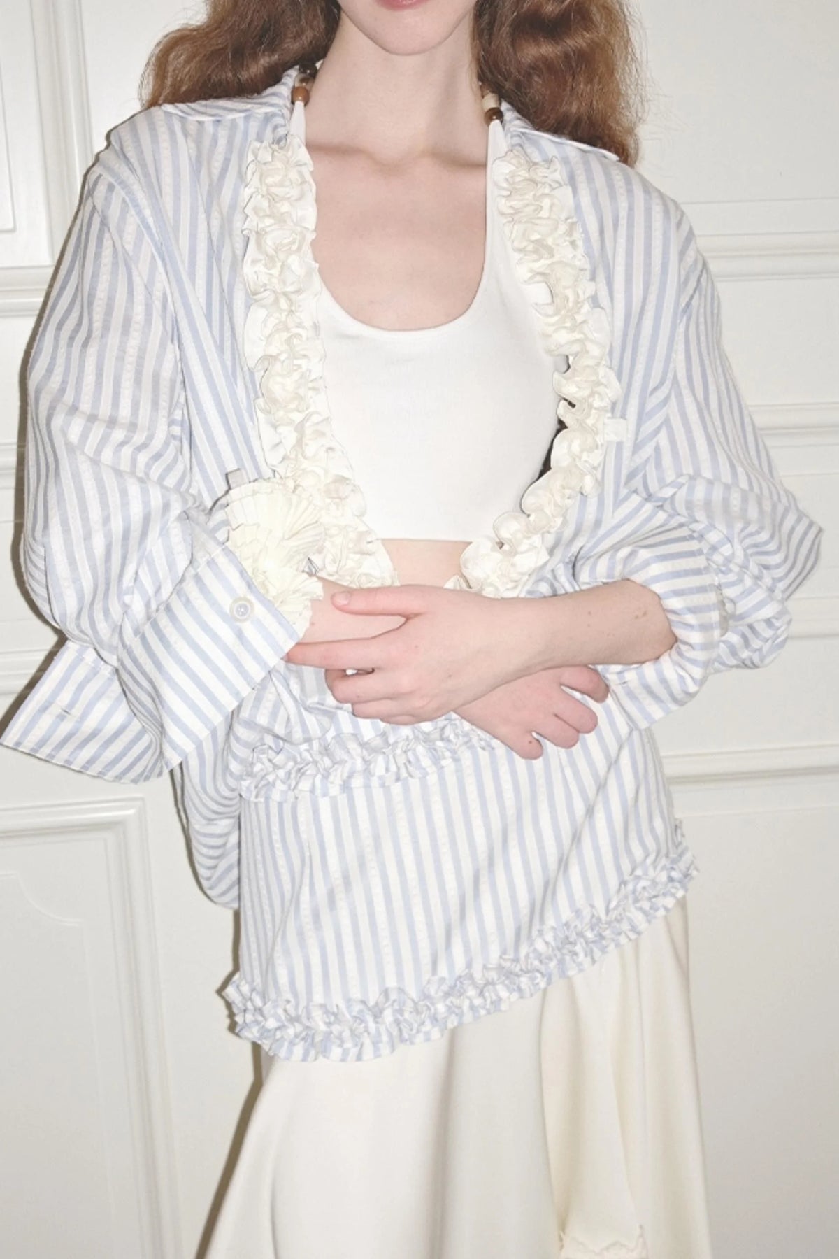 Striped Lace Half-Skirt