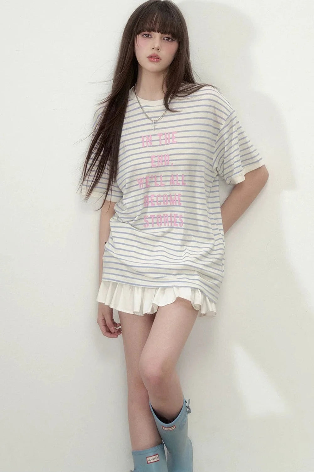 Striped Letter Print Top