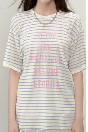Striped Letter Print Top