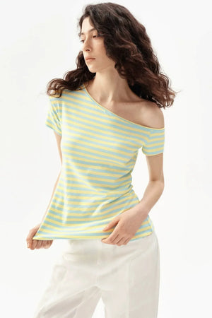 Striped Off-Shoulder Crop Top