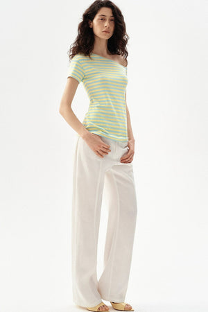 Striped Off-Shoulder Crop Top