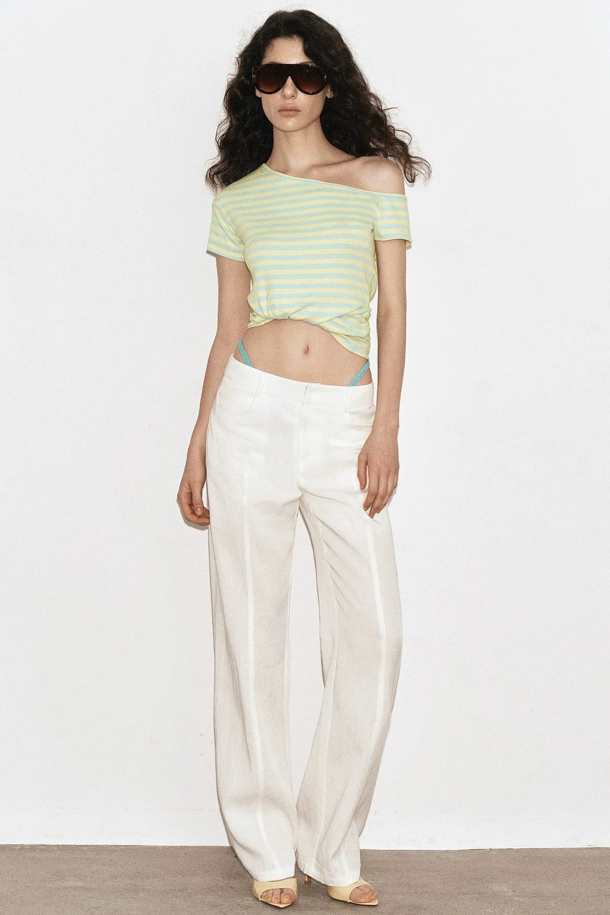 Striped Off-Shoulder Crop Top