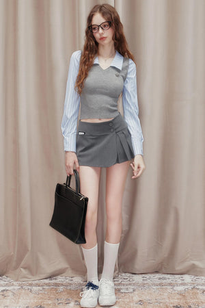 Striped Panelled Shirt & Skirt Set-Up