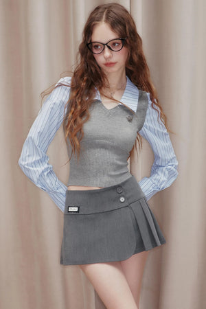 Striped Panelled Shirt & Skirt Set-Up