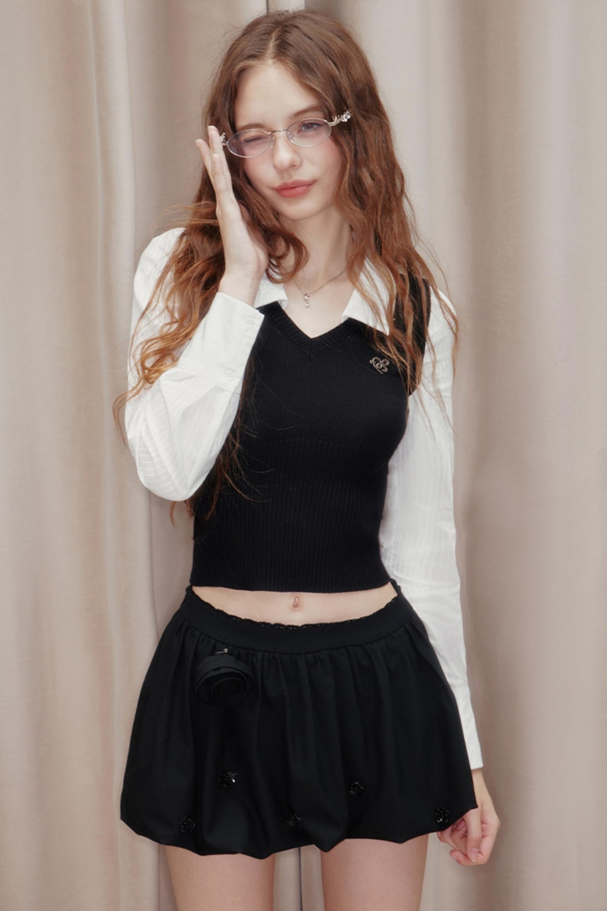 Striped Panelled Shirt & Skirt Set-Up