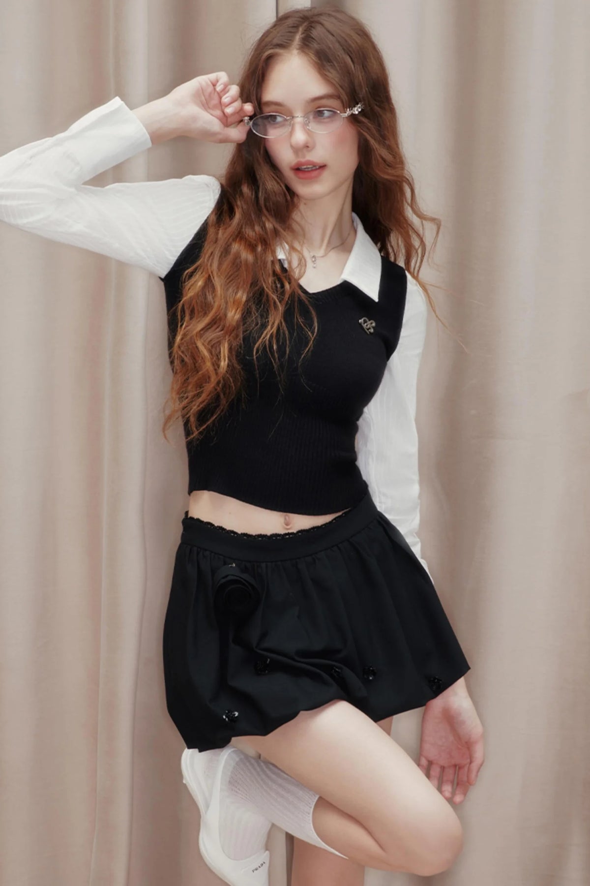 Striped Panelled Shirt & Skirt Set-Up