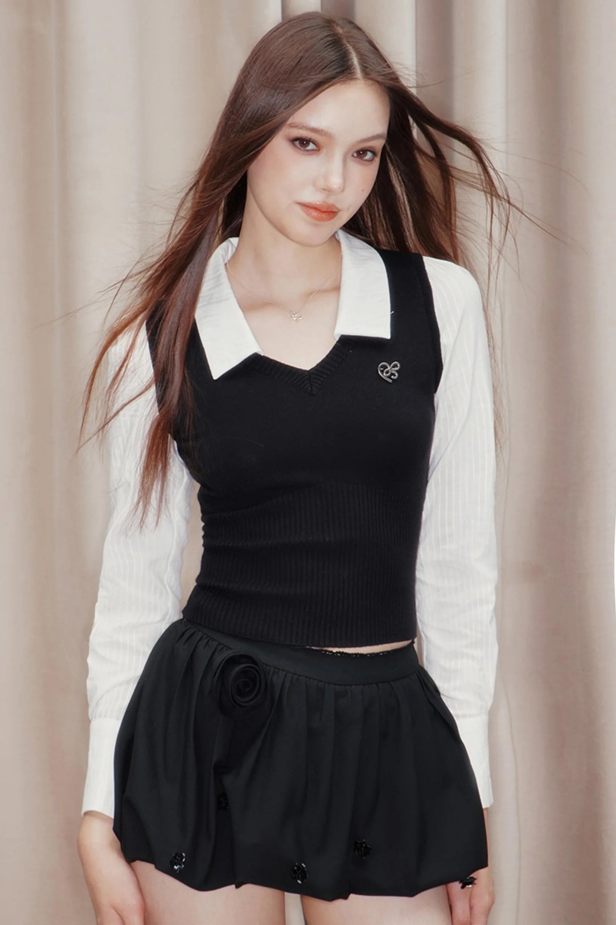 Striped Panelled Shirt & Skirt Set-Up