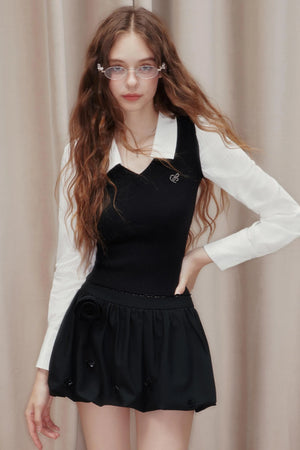 Striped Panelled Shirt & Skirt Set-Up