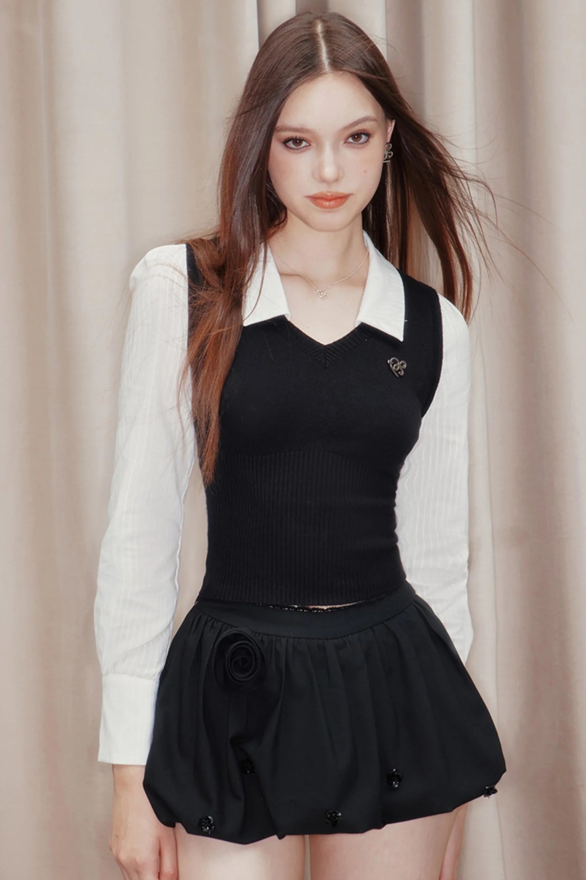 Striped Panelled Shirt & Skirt Set-Up