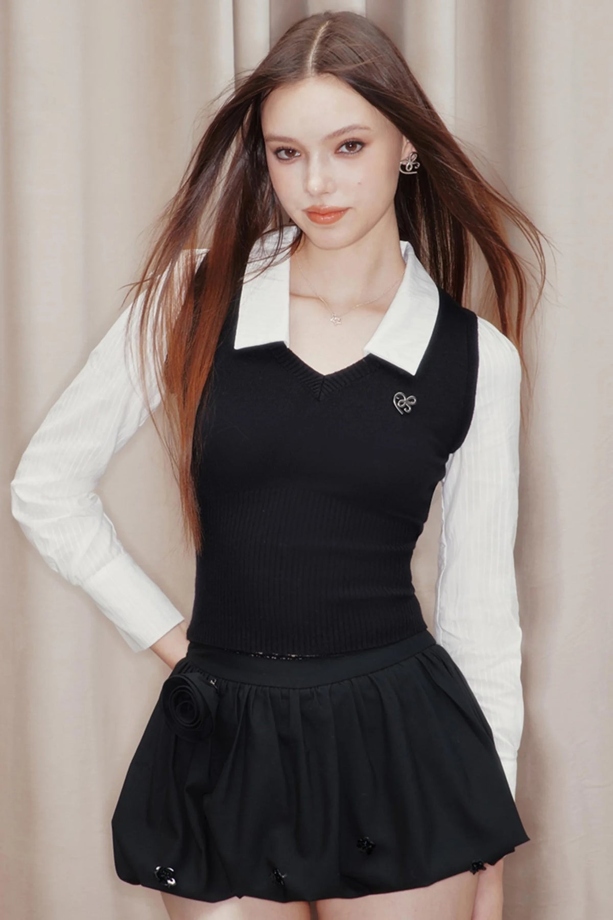 Striped Panelled Shirt & Skirt Set-Up