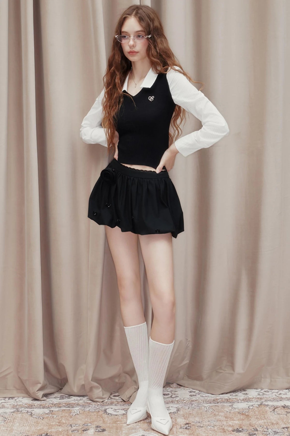 Striped Panelled Shirt & Skirt Set-Up