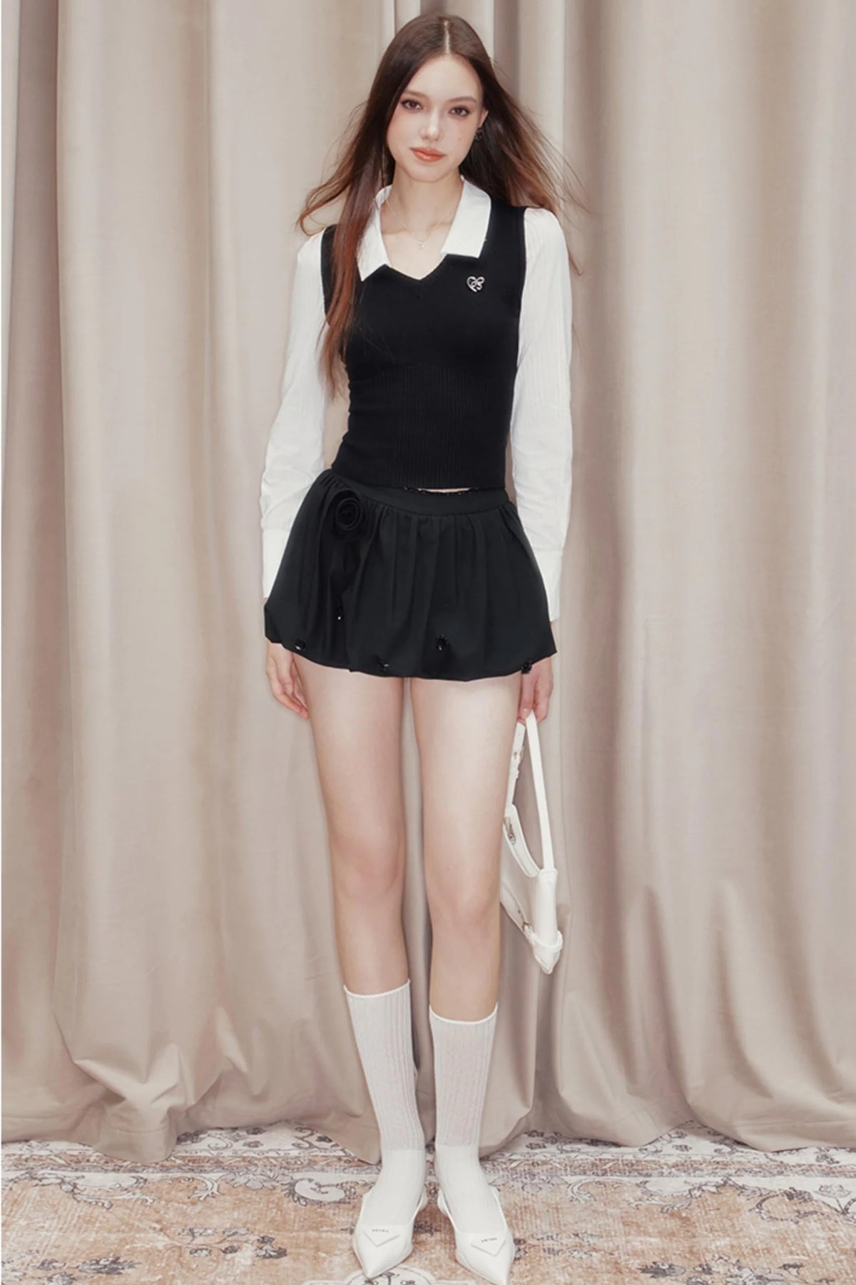 Striped Panelled Shirt & Skirt Set-Up