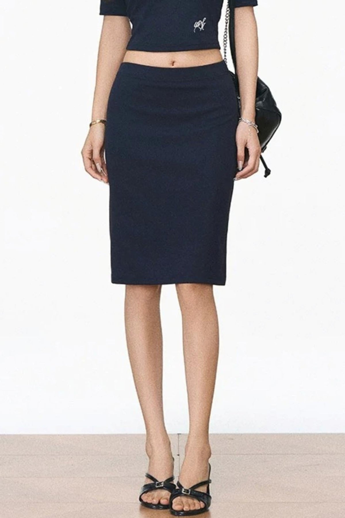 Striped Patchwork Knitted Top and Skirt Set-Up
