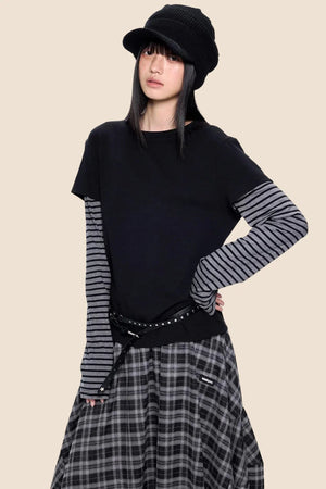 Striped Patchwork Retro Top