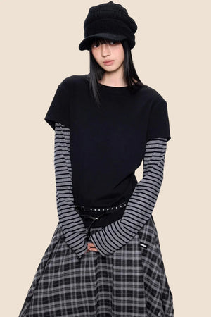 Striped Patchwork Retro Top