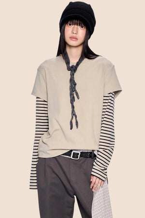 Striped Patchwork Retro Top