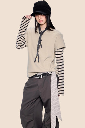 Striped Patchwork Retro Top