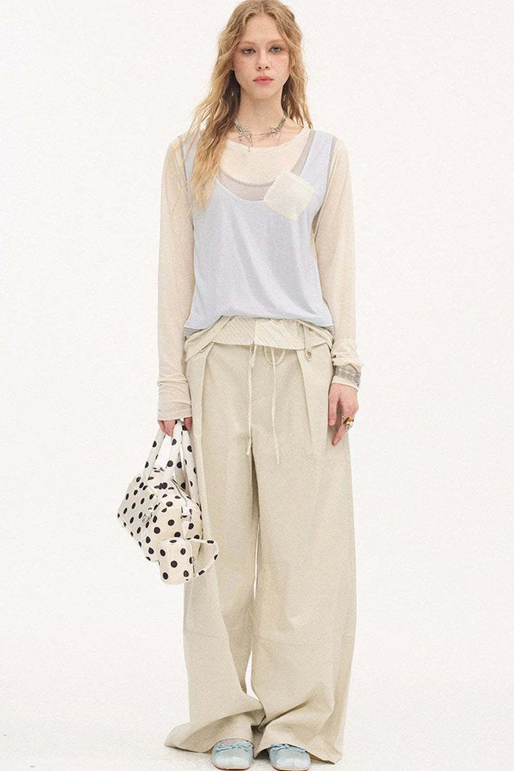 Striped Patchwork Straight-Leg Pants