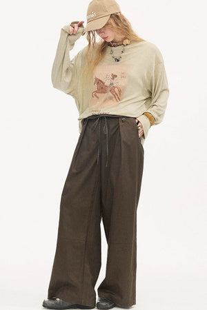 Striped Patchwork Straight-Leg Pants