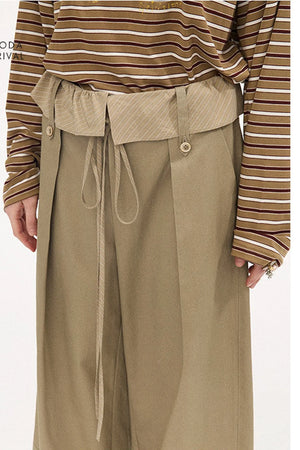 Striped Patchwork Straight-Leg Pants