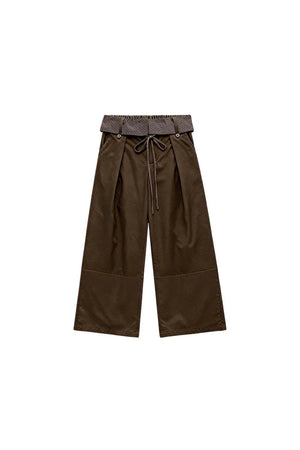Striped Patchwork Straight-Leg Pants