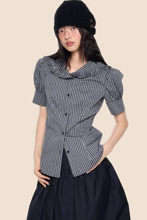 Striped Puff Sleeve Shirt