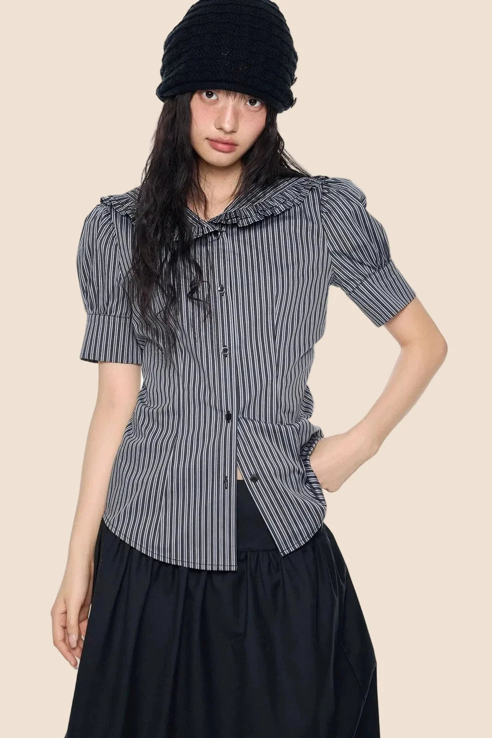 Striped Puff Sleeve Shirt