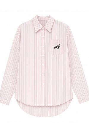 Striped Shirt With Wide-Leg Pants Set-Up