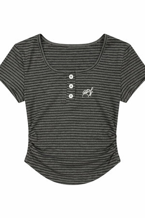 Striped Slim-Fit T-Shirt and Flared Pants Set-Up