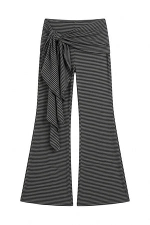 Striped Slim-Fit T-Shirt and Flared Pants Set-Up
