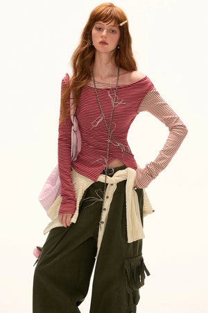 Striped Slim Long-Sleeved Top
