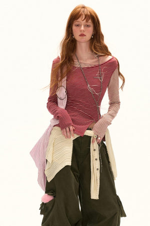 Striped Slim Long-Sleeved Top