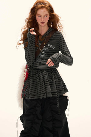 Striped Slimming Long Sleeve Top